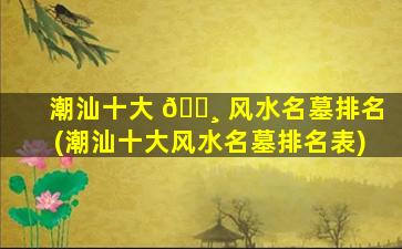 潮汕十大 🌸 风水名墓排名(潮汕十大风水名墓排名表)